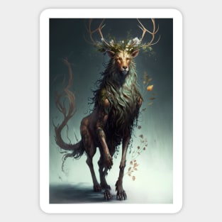 The Lion-Deer God: A Mythical Beast of Power and Grace Sticker